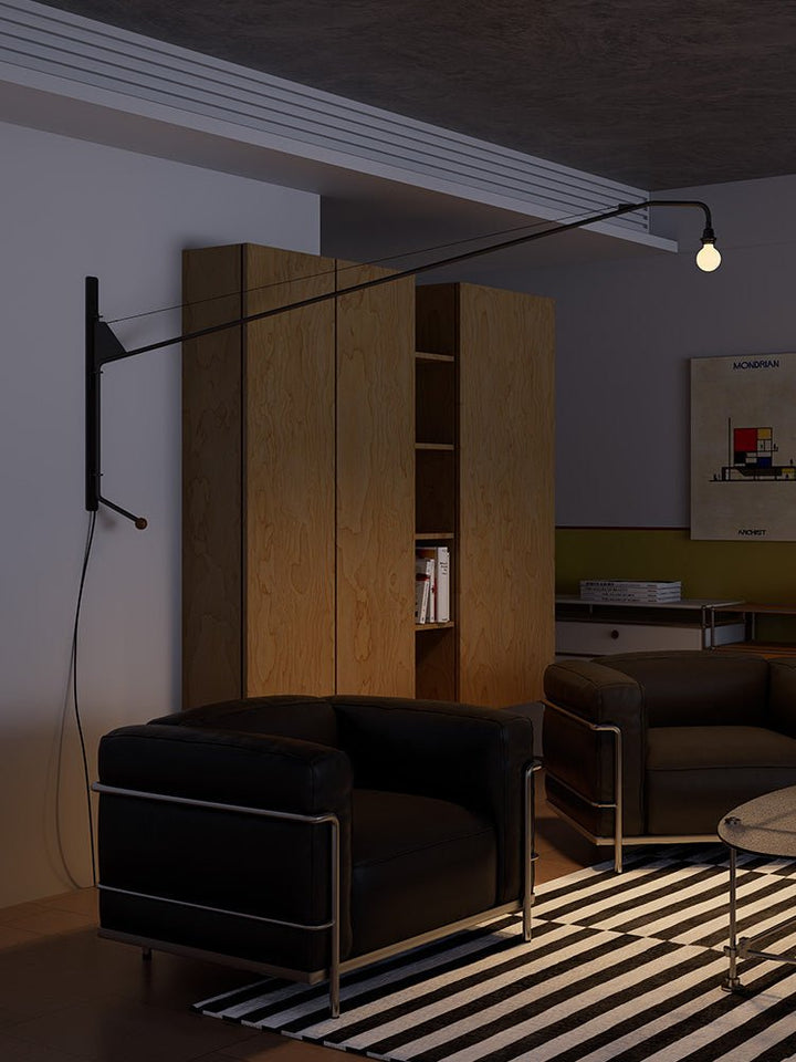 Black Long Arm Swing Arm Wall Lamp - Vakkerlight