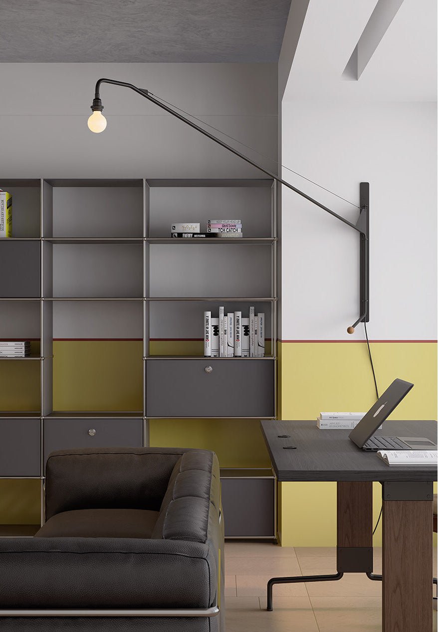 Black Long Arm Swing Arm Wall Lamp - Vakkerlight