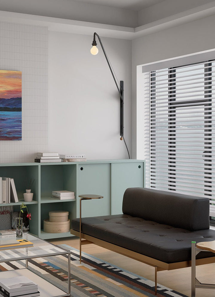 Black Long Arm Swing Arm Wall Lamp - Vakkerlight