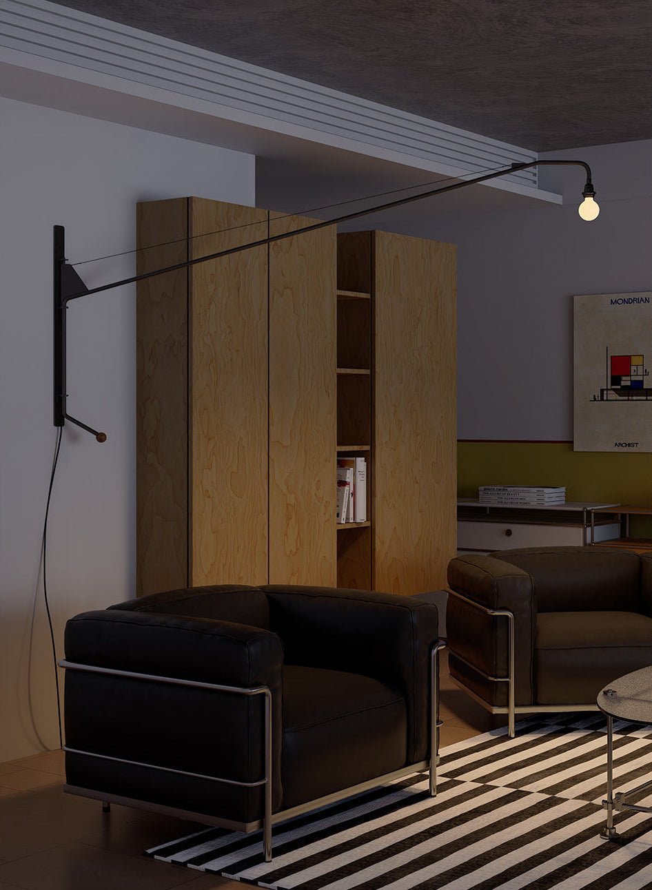 Black Long Arm Swing Arm Wall Lamp - Vakkerlight