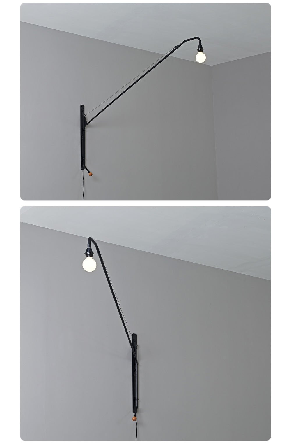 Black Long Arm Swing Arm Wall Lamp - Vakkerlight