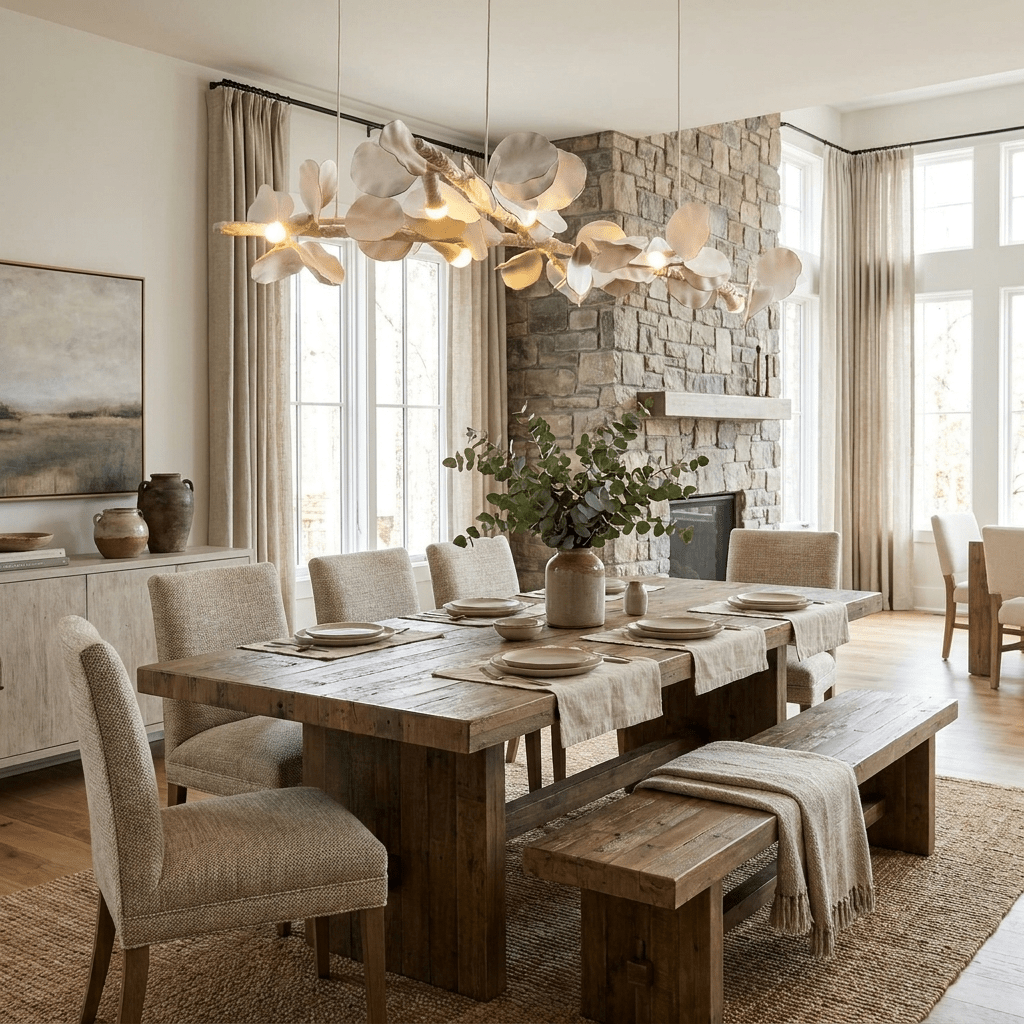 Blossom Branch Plaster Dining Chandelier - Vakkerlight