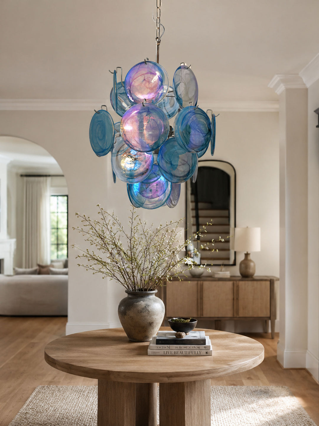 Blue Disc Glass Chandelier - Vakkerlight