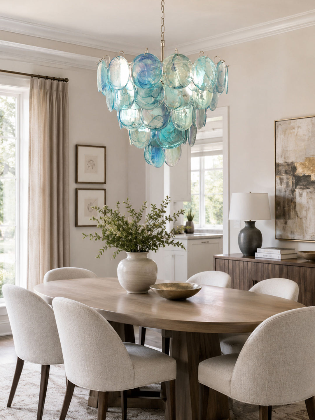 Blue Glass Disc Chandelier - Vakkerlight