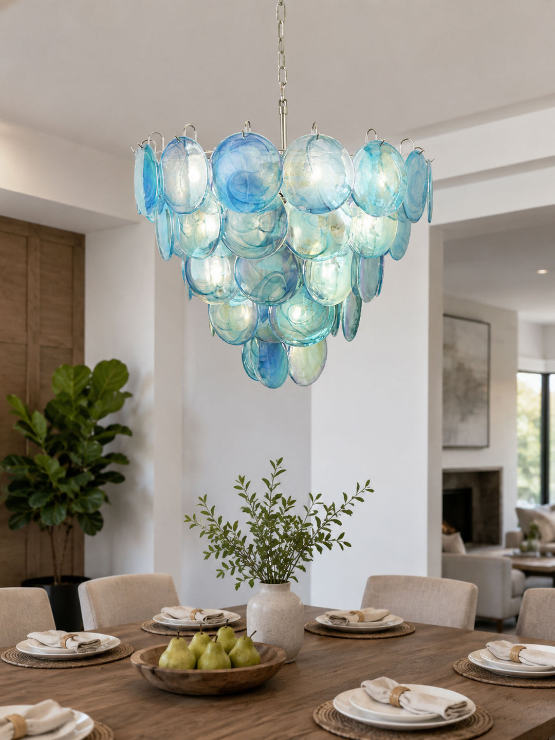 Blue Glass Disc Chandelier - Vakkerlight