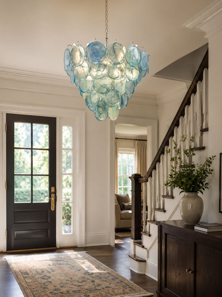 Blue Glass Disc Chandelier - Vakkerlight