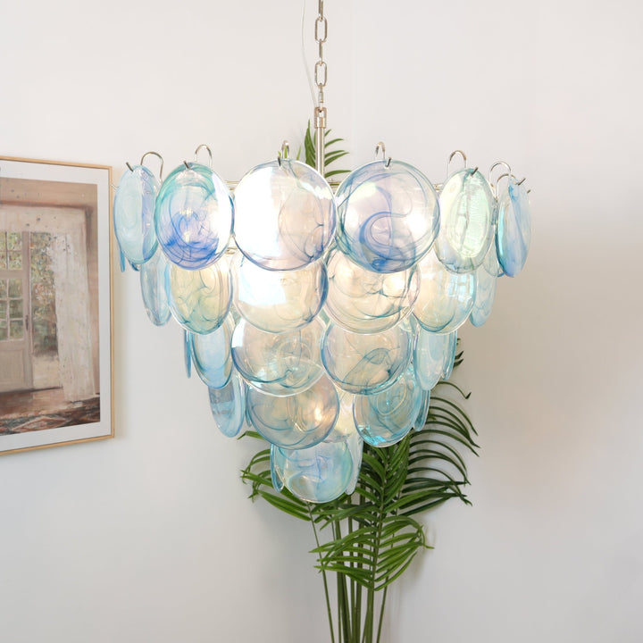 Blue Murano Disc Chandelier - Vakkerlight