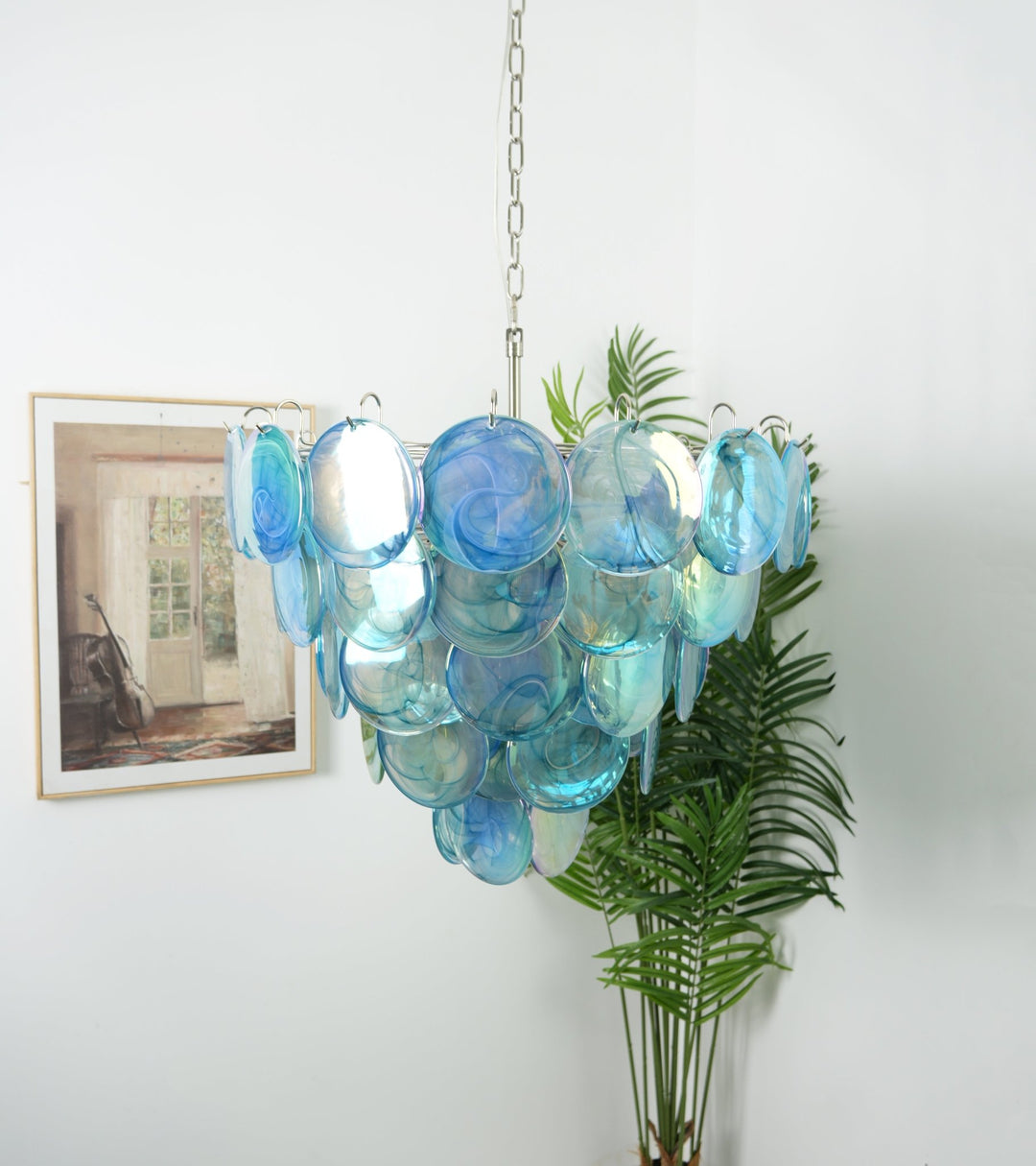 Blue Murano Disc Chandelier - Vakkerlight