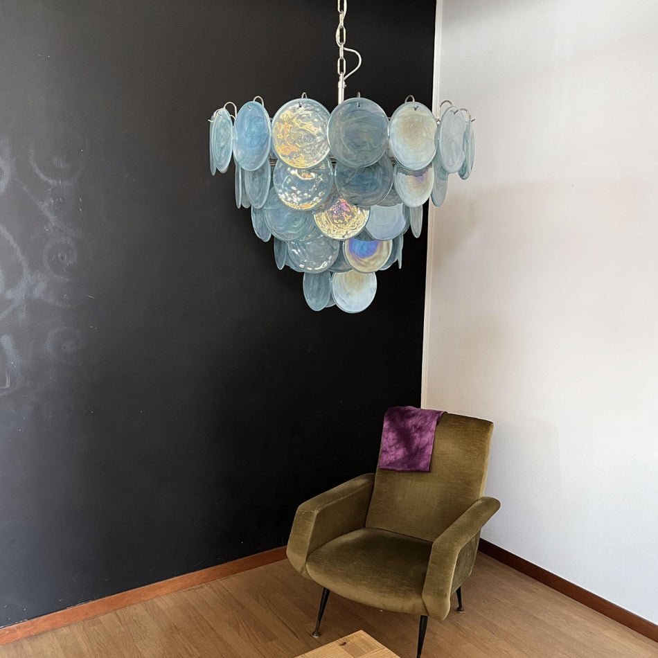 Blue Murano Disc Chandelier - Vakkerlight