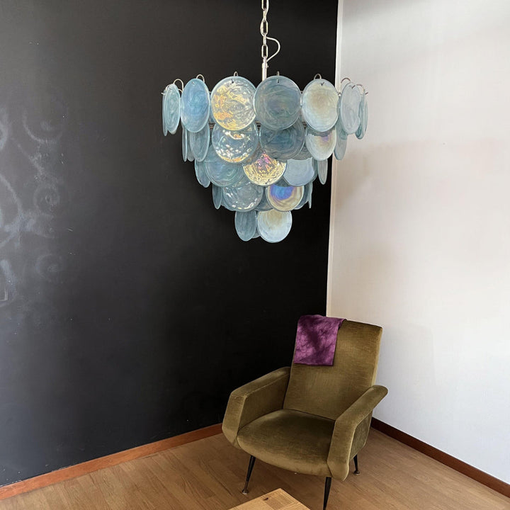 Blue Murano Disc Chandelier