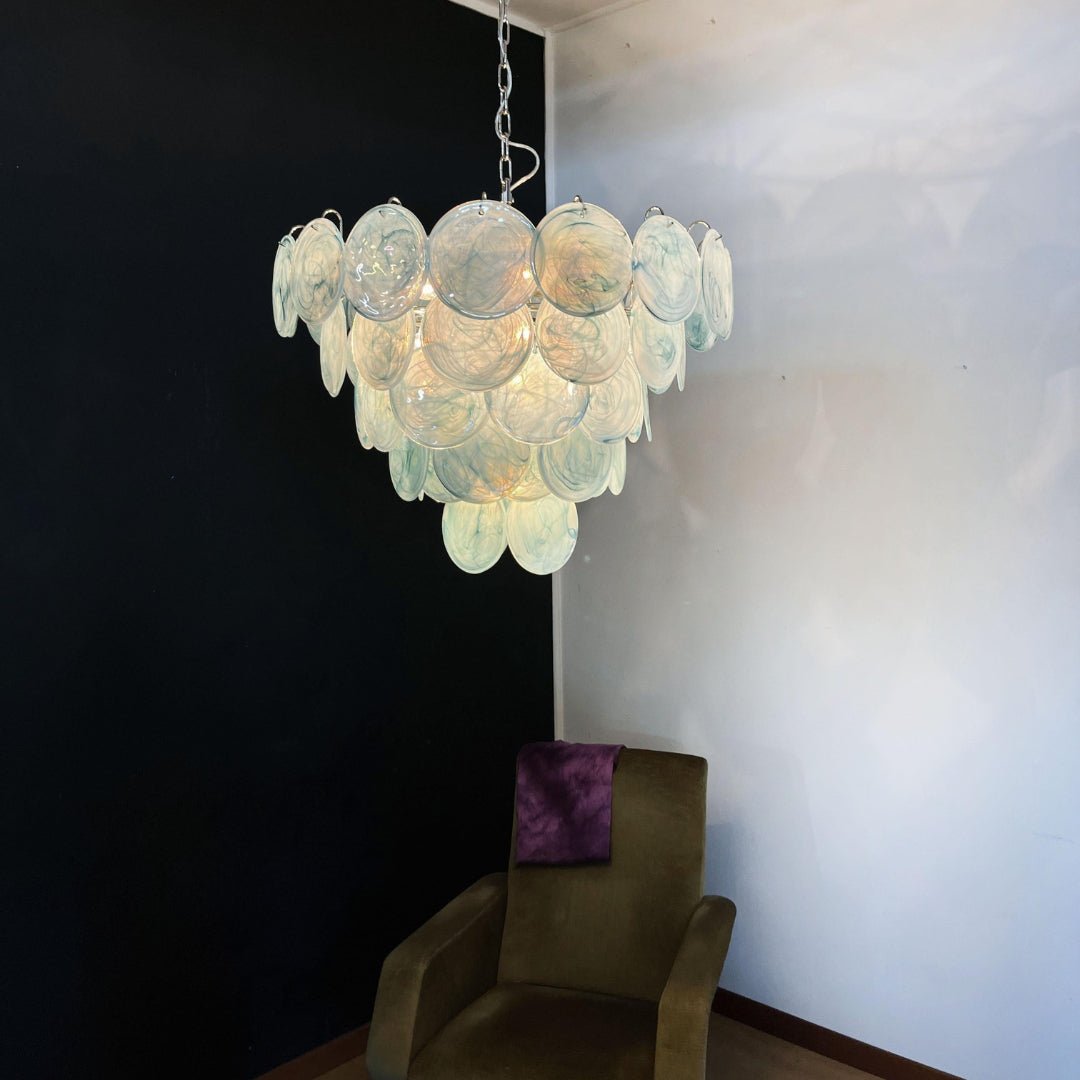 Blue Murano Disc Chandelier - Vakkerlight