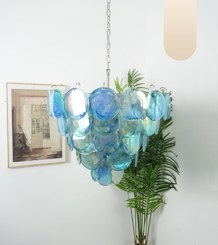 Blue Murano Disc Chandelier - Vakkerlight