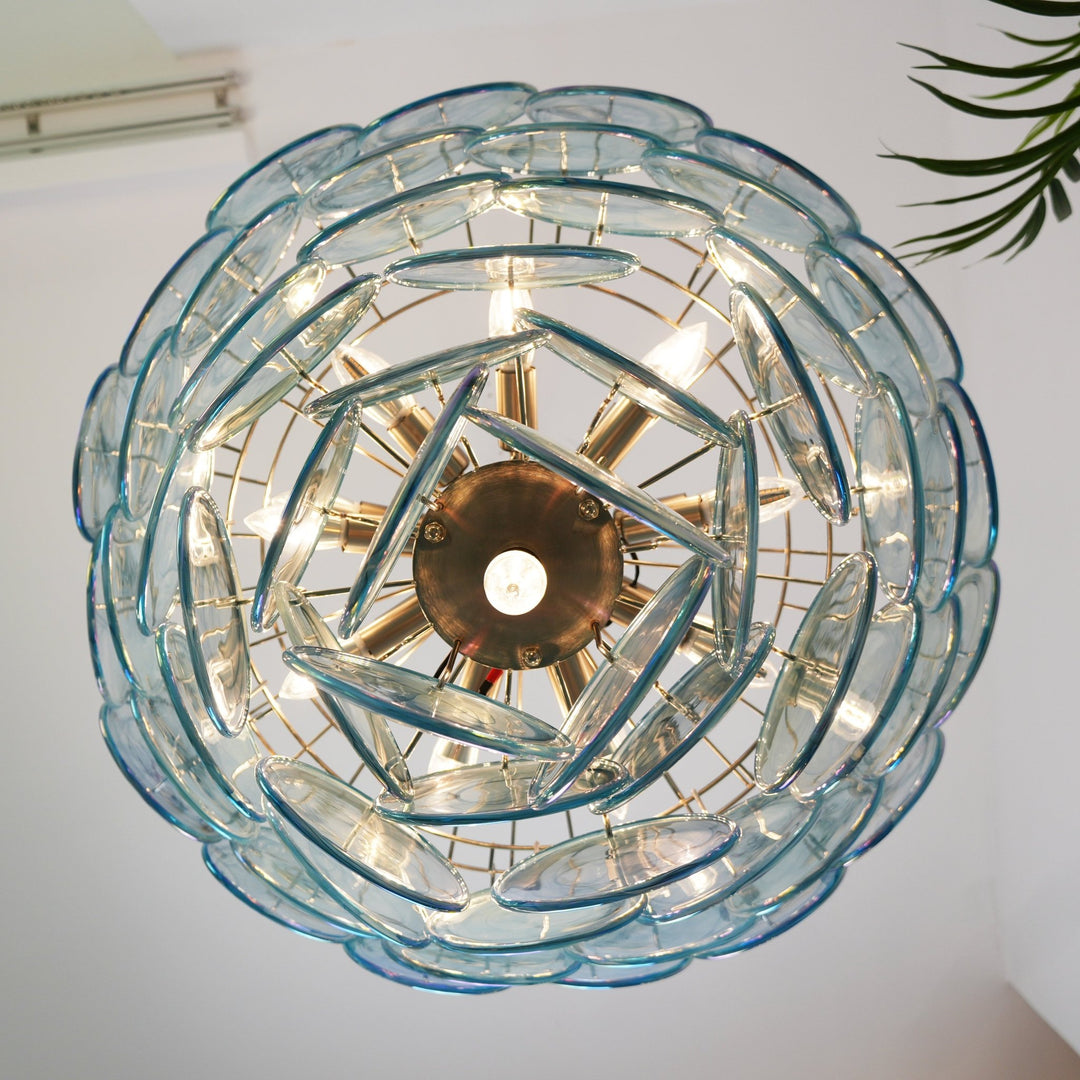 Blue Murano Disc Chandelier - Vakkerlight