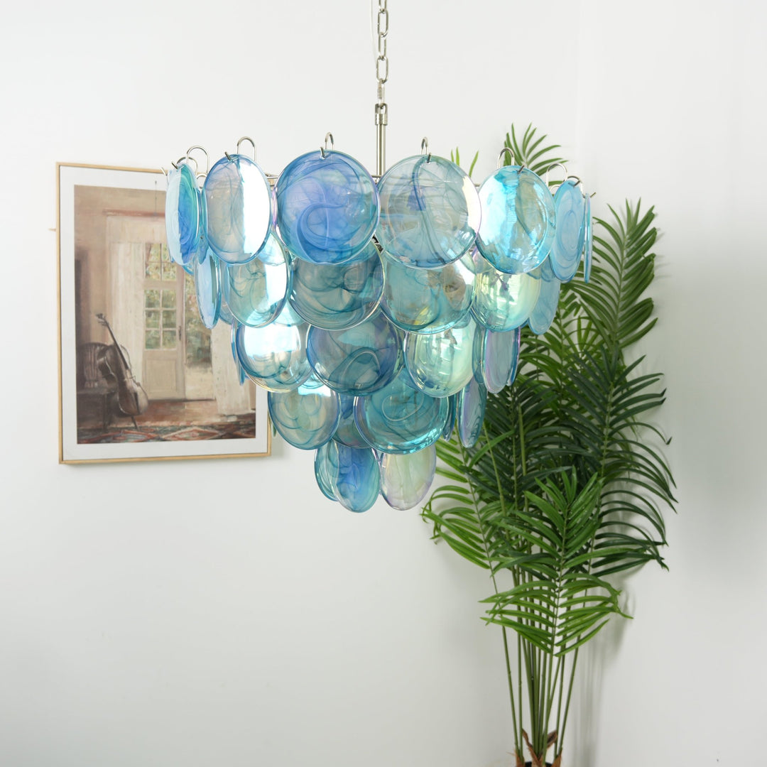 Blue Murano Disc Chandelier - Vakkerlight