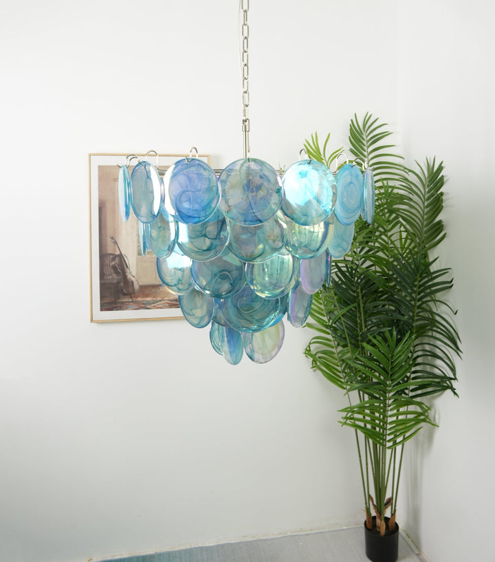 Blue Murano Disc Chandelier - Vakkerlight