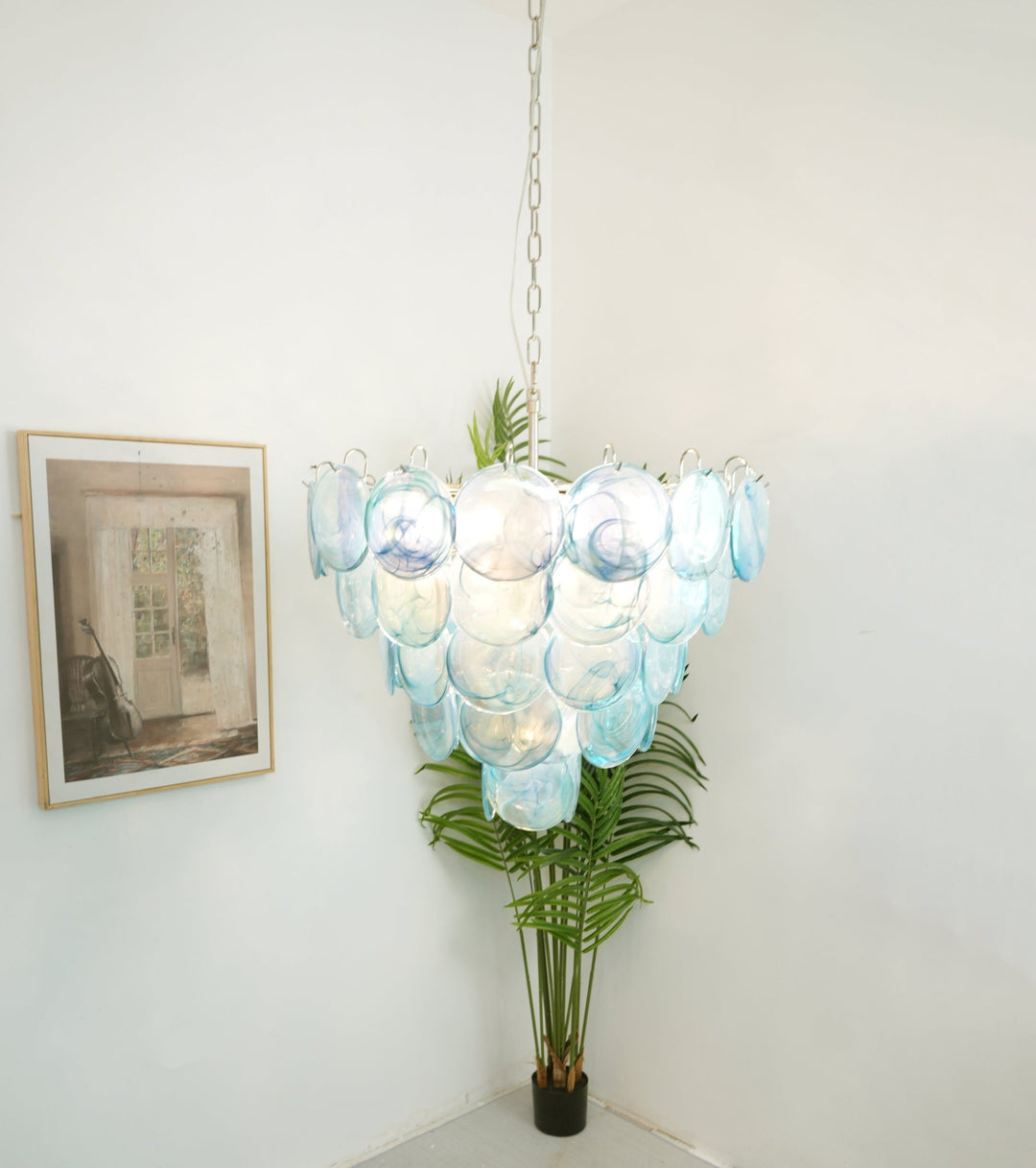 Blue Murano Disc Chandelier - Vakkerlight