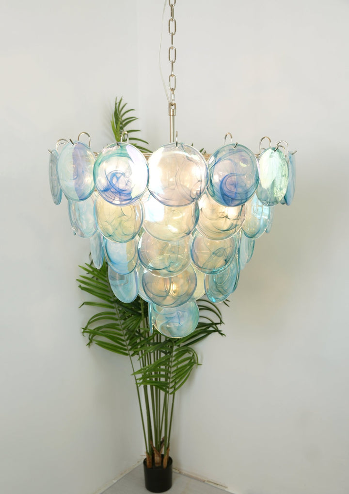 Blue Murano Disc Chandelier - Vakkerlight