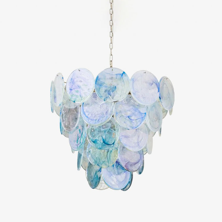 Blue Murano Iridescent Disc Chandelier - Vakkerlight