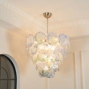 Blue Murano Iridescent Disc Chandelier