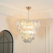 Blue Murano Iridescent Disc Chandelier