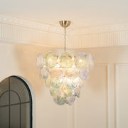 Blue Murano Iridescent Disc Chandelier