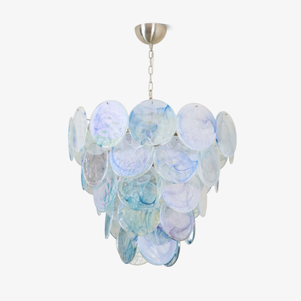 Blue Murano Iridescent Disc Chandelier - Vakkerlight