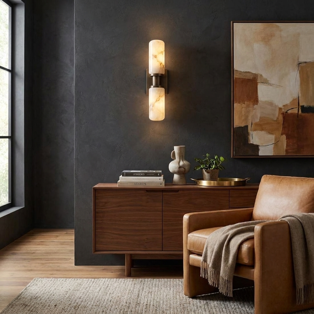 Bobbin Alabaster Wall Sconce