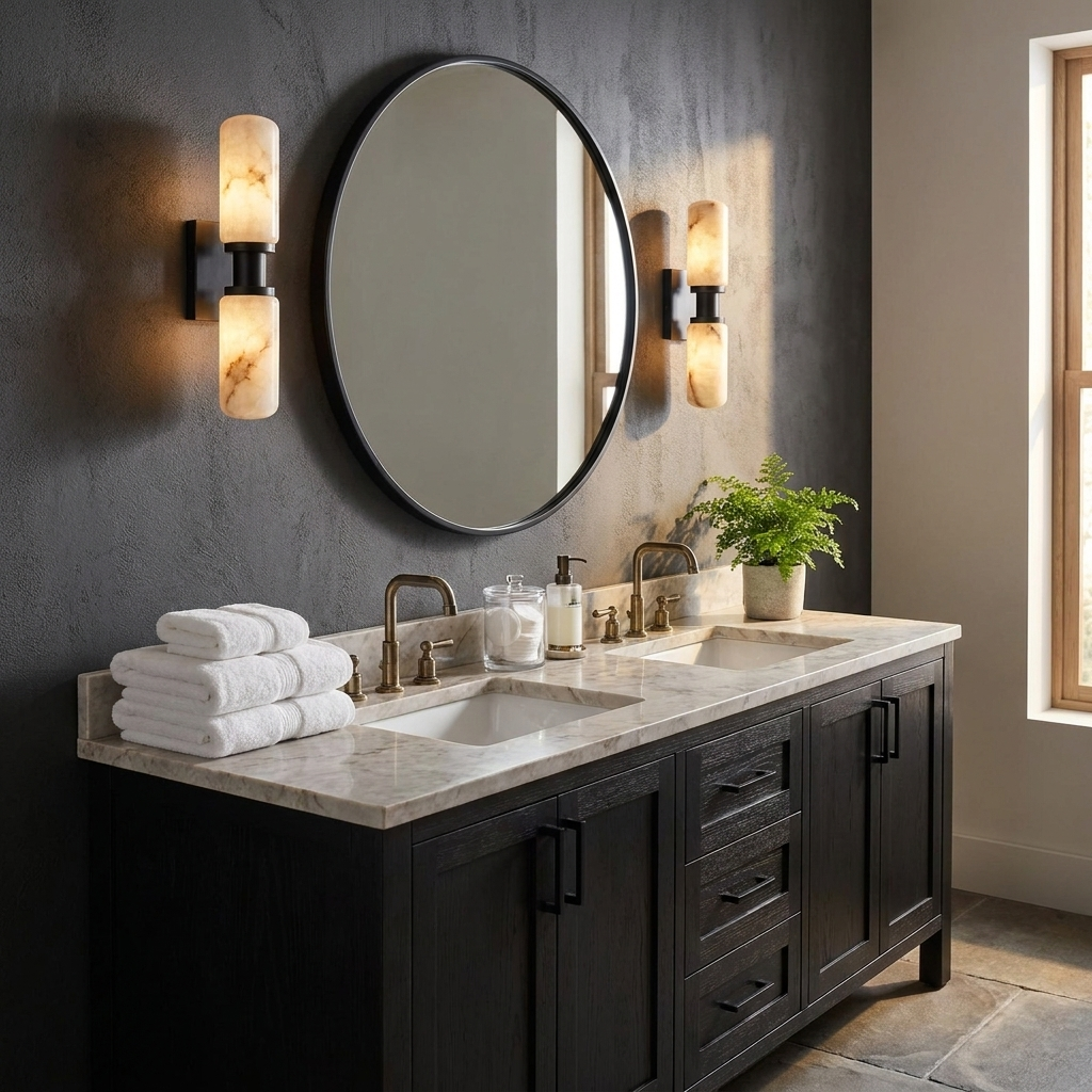 Bobbin Alabaster Wall Sconce