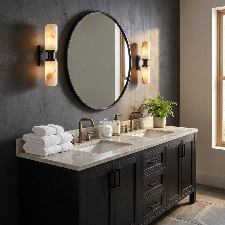 Bobbin Alabaster Wall Sconce