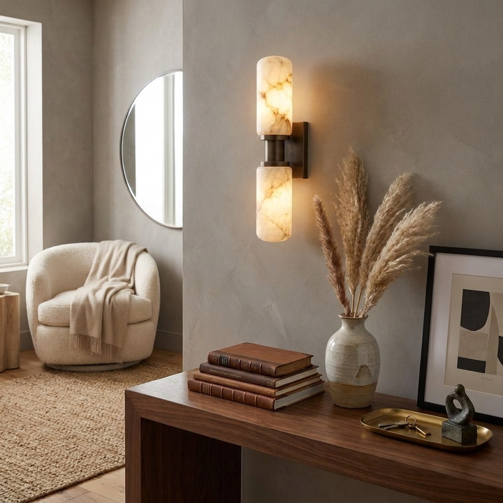 Bobbin Alabaster Wall Sconce