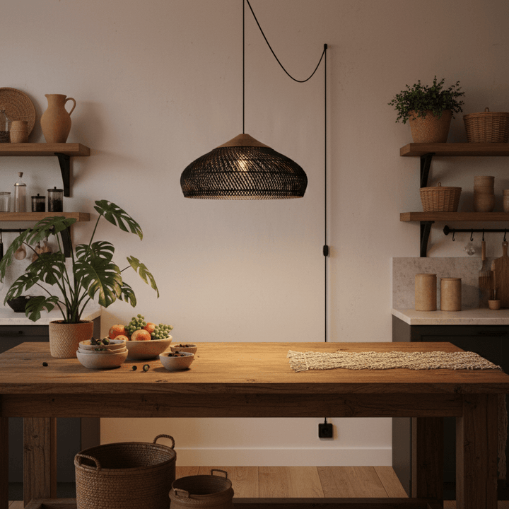 Braided Rattan Swag Pendant Lamp - Vakkerlight