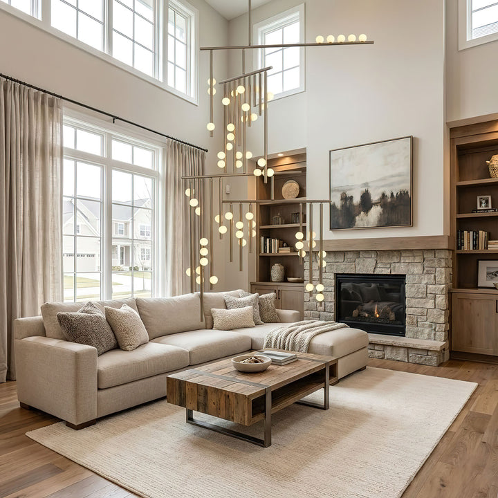 Brass Glass Drop Chandelier - Vakkerlight