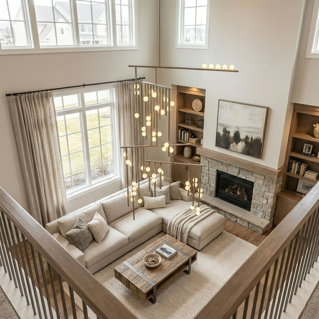 Brass Glass Drop Chandelier - Vakkerlight