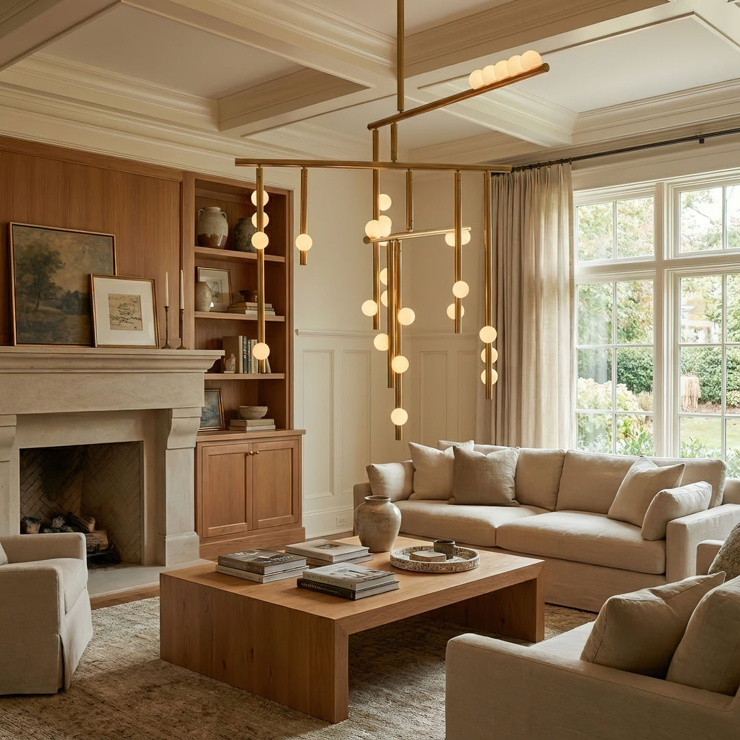 Brass Glass Drop Chandelier - Vakkerlight