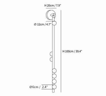 Applique a tubo in ottone e vetro — Dimension drawings 3
