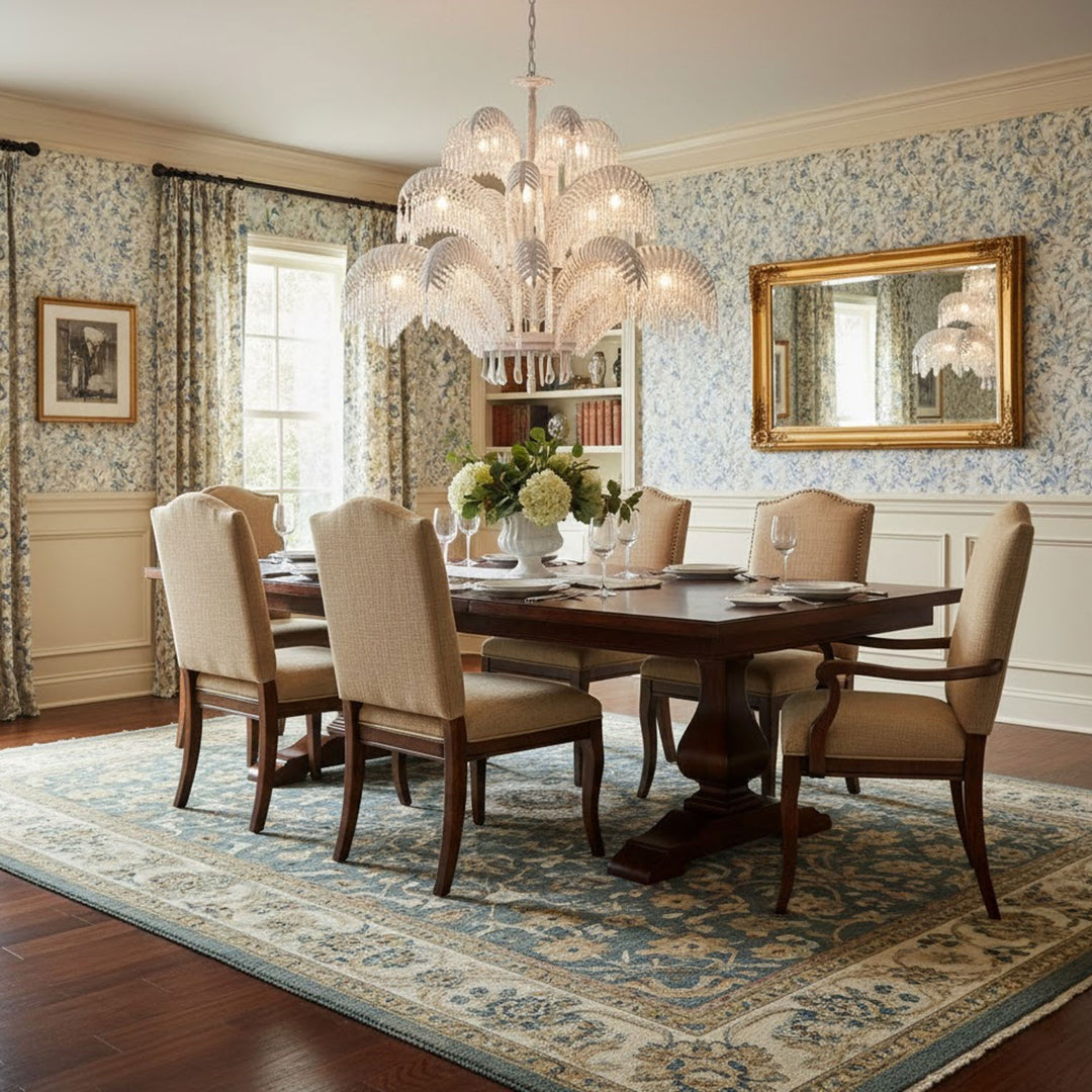 Brass Palm Leaf Crystal Chandelier - Vakkerlight