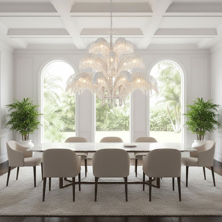 Brass Palm Leaf Crystal Chandelier - Vakkerlight