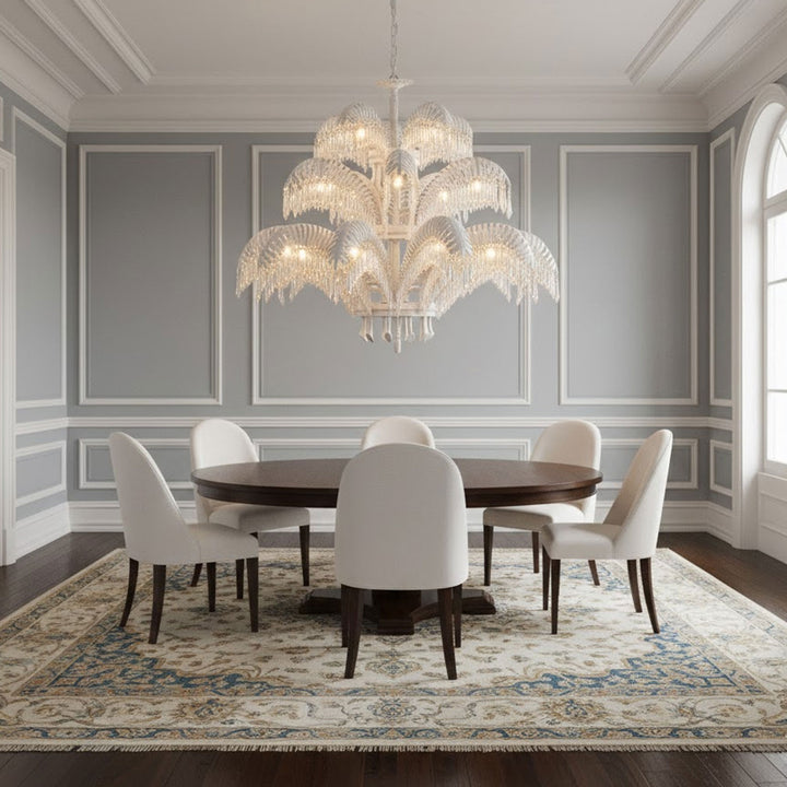 Brass Palm Leaf Crystal Chandelier - Vakkerlight