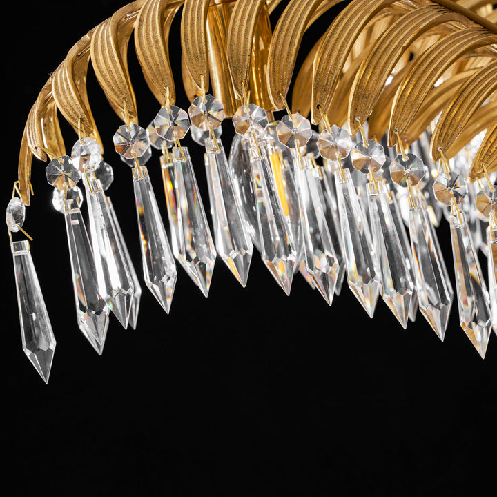 Brass Palm Leaf Crystal Chandelier - Vakkerlight