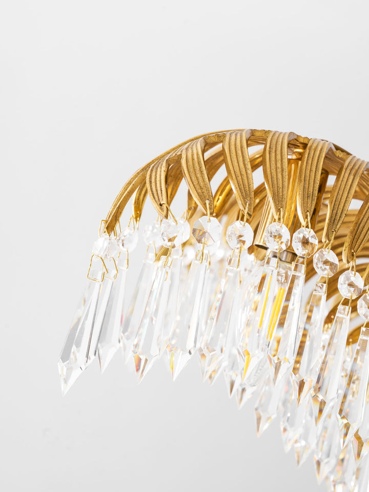 Brass Palm Leaf Crystal Chandelier - Vakkerlight