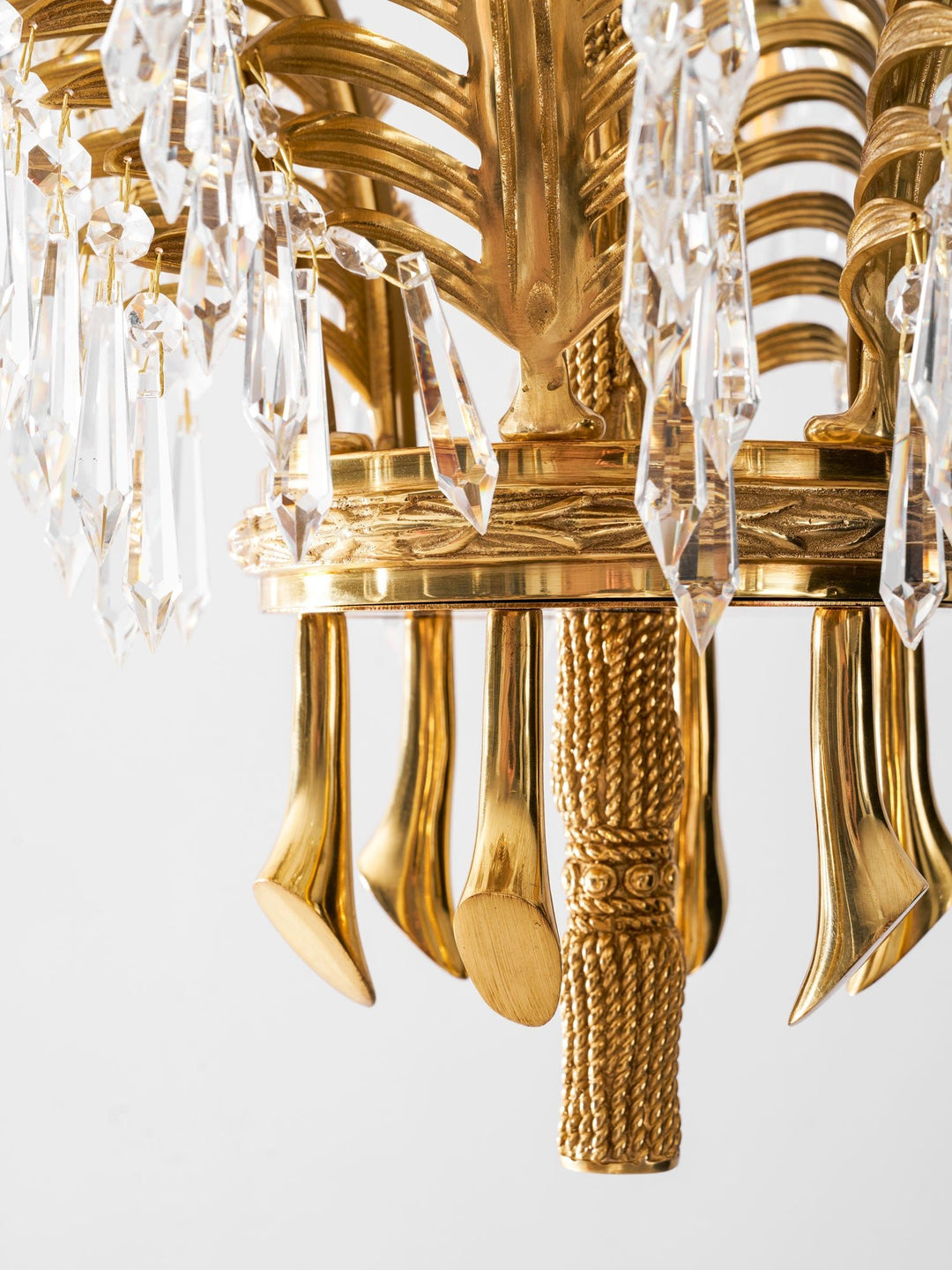 Brass Palm Leaf Crystal Chandelier - Vakkerlight