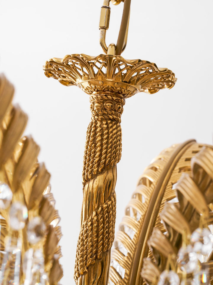 Brass Palm Leaf Crystal Chandelier - Vakkerlight