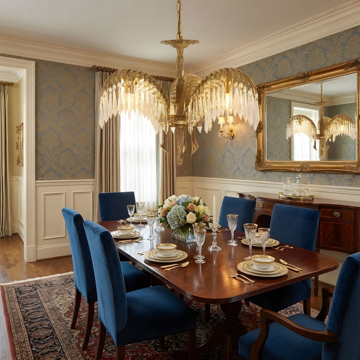 Brass Palm Leaf Crystal Chandelier - Vakkerlight