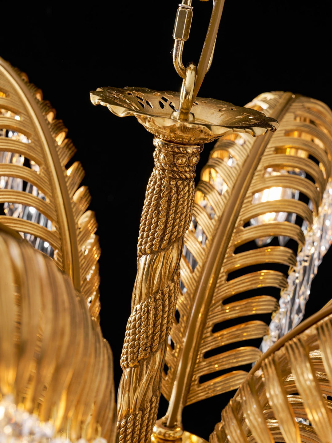 Brass Palm Leaf Crystal Chandelier - Vakkerlight