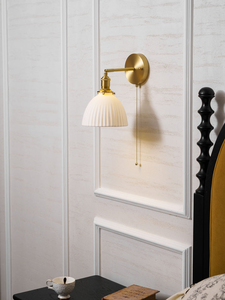 Brass Pleated Ceramic Wall Lamp - Vakkerlight