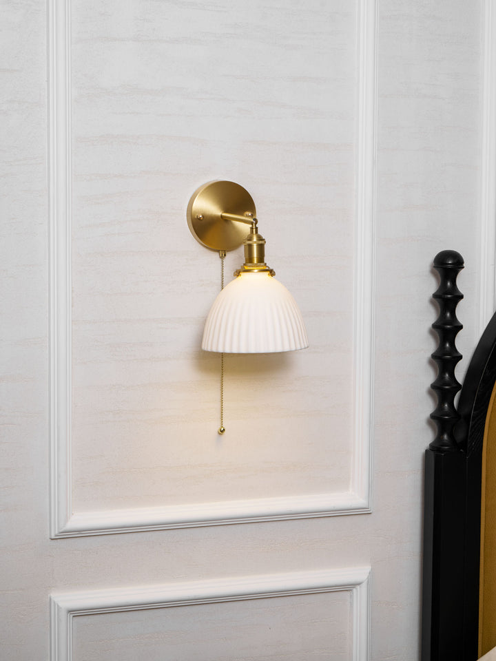 Brass Pleated Ceramic Wall Lamp - Vakkerlight