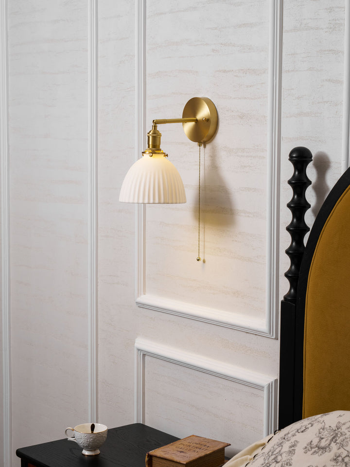 Brass Pleated Ceramic Wall Lamp - Vakkerlight