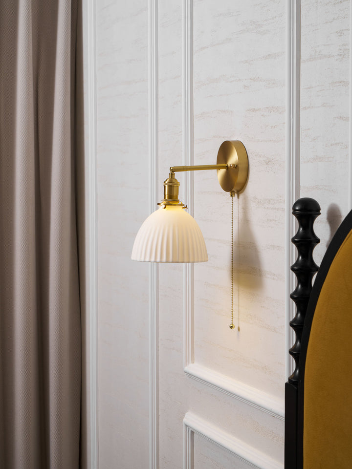 Brass Pleated Ceramic Wall Lamp - Vakkerlight