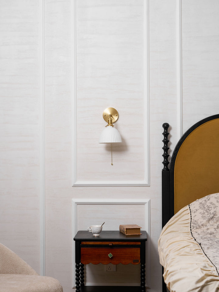 Brass Pleated Ceramic Wall Lamp - Vakkerlight