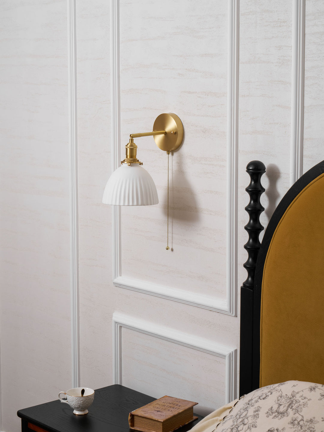 Brass Pleated Ceramic Wall Lamp - Vakkerlight